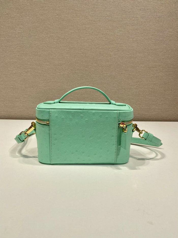 Prada Ostrich Veins Lether Mini Bag Green 1BH202