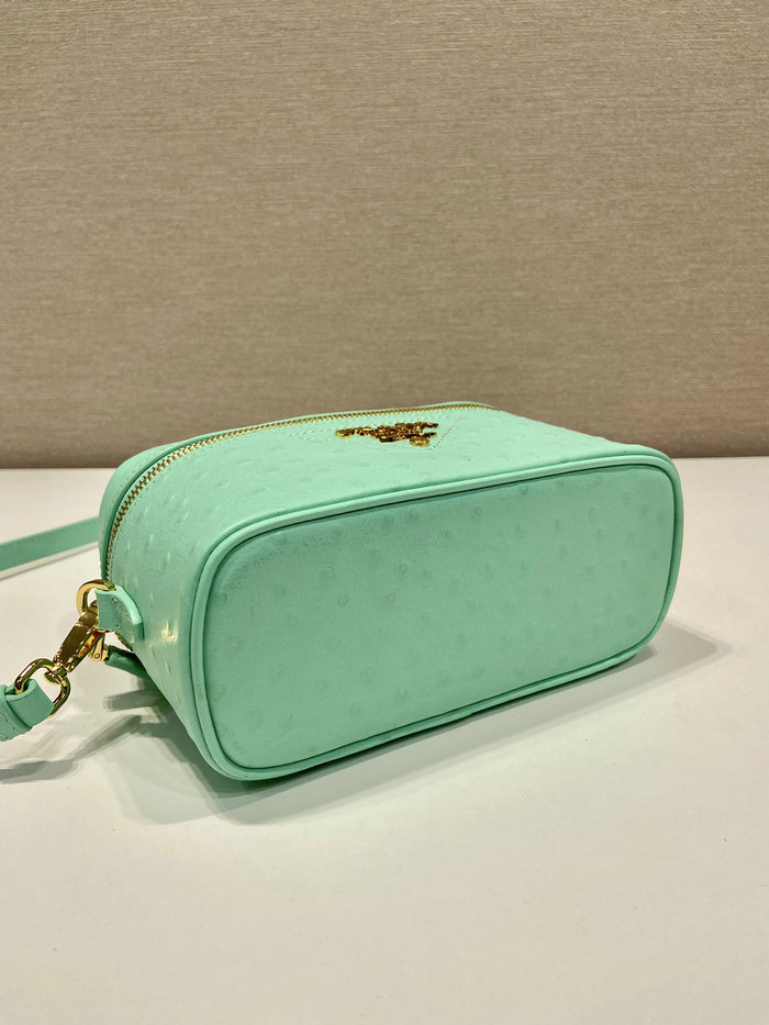 Prada Ostrich Veins Lether Mini Bag Green 1BH202