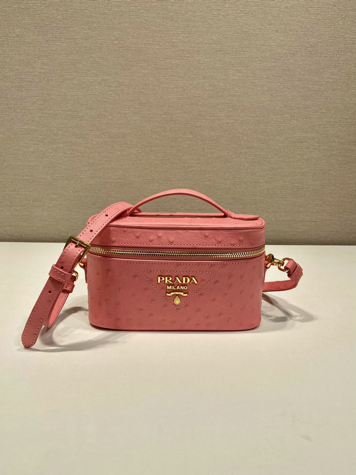 Prada Ostrich Veins Lether Mini Bag Pink 1BH202