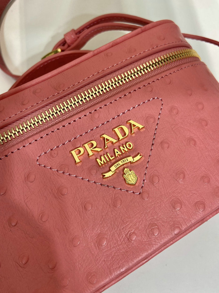 Prada Ostrich Veins Lether Mini Bag Pink 1BH202