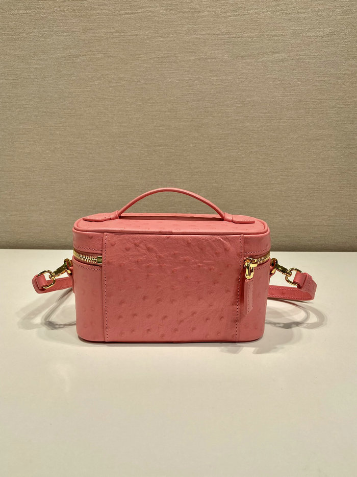 Prada Ostrich Veins Lether Mini Bag Pink 1BH202