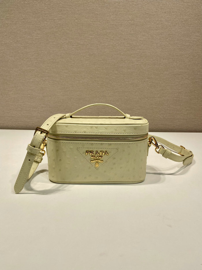 Prada Ostrich Veins Lether Mini Bag Yellow 1BH202