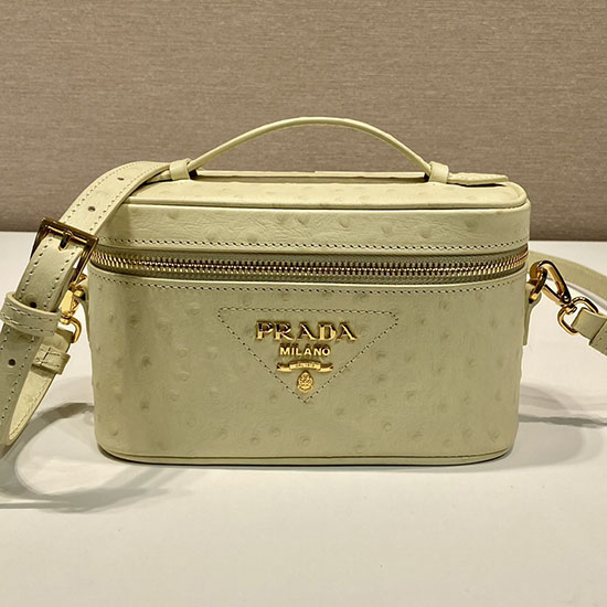 Prada Ostrich Veins Lether Mini Bag Yellow 1BH202