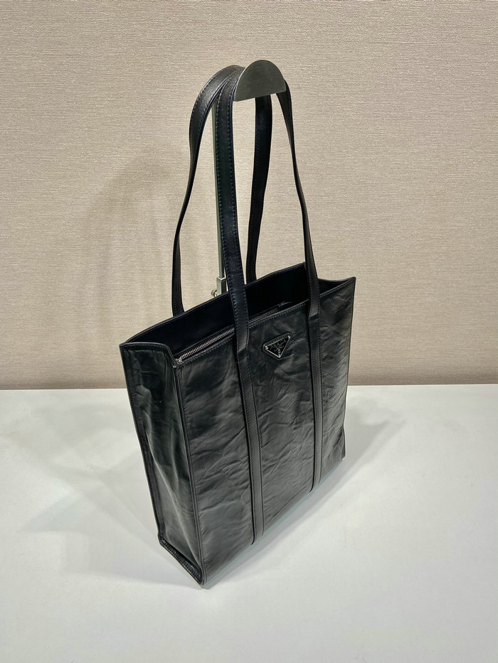 Prada Small antique nappa leather tote Black 1BG459