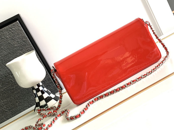 Small Chanel Patent Leather Shoulder Bag Red CF2301