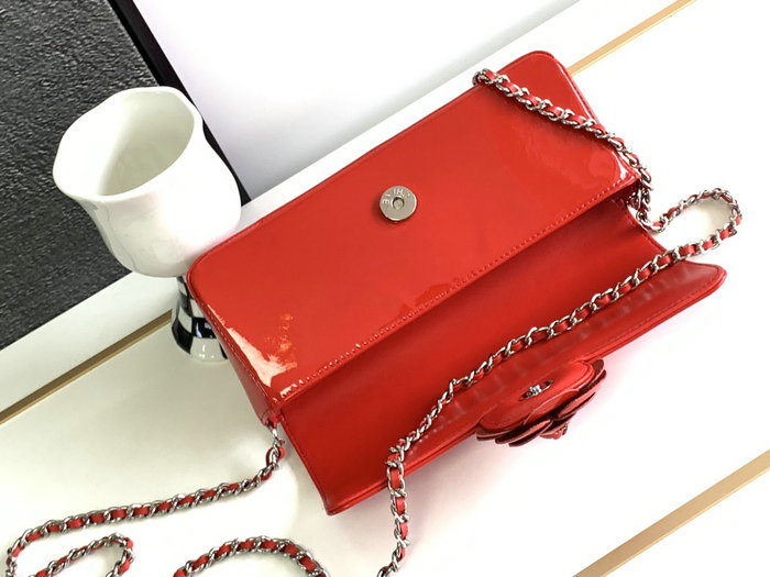 Small Chanel Patent Leather Shoulder Bag Red CF2301