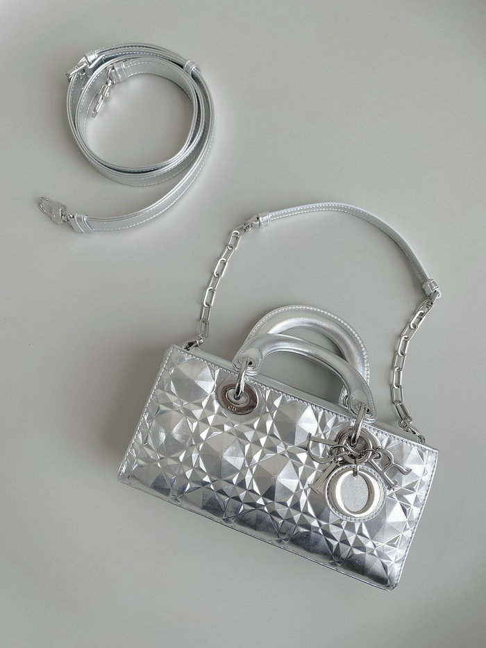 Small Dior Or Lady D-Joy Bag Silver D3380