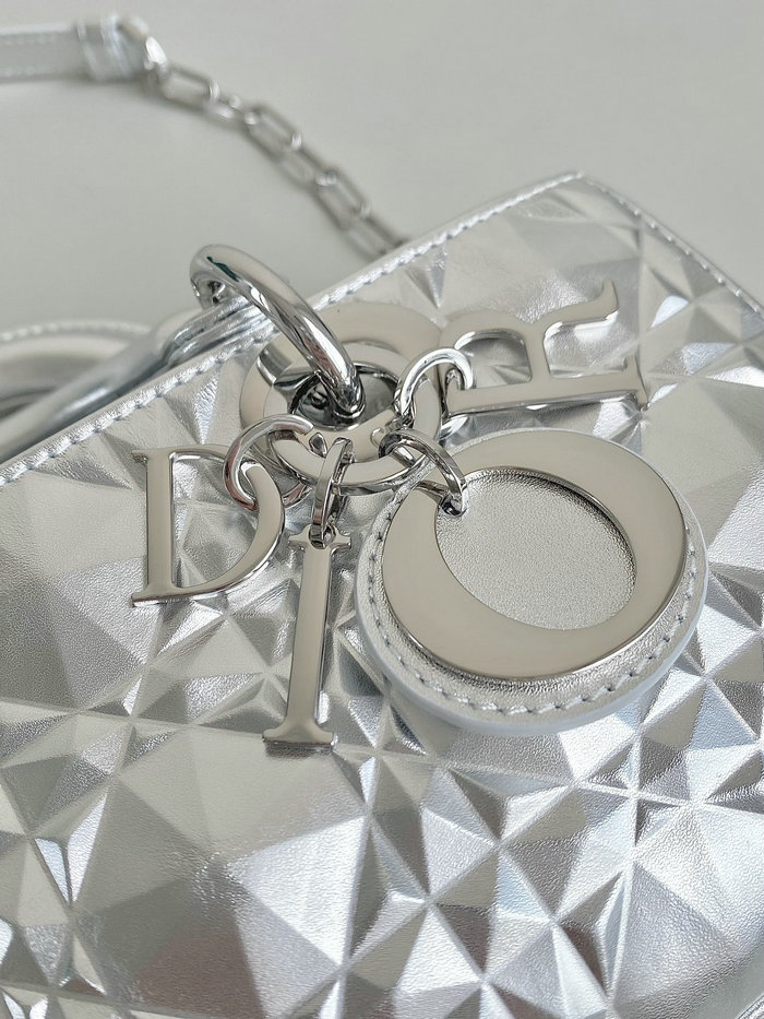 Small Dior Or Lady D-Joy Bag Silver D3380