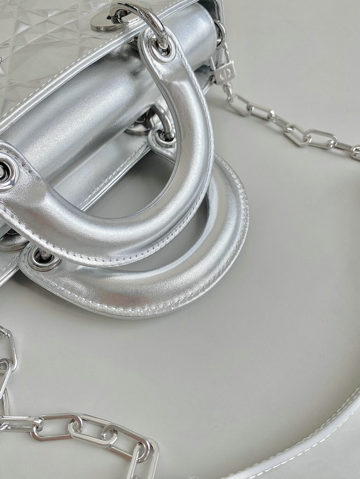 Small Dior Or Lady D-Joy Bag Silver D3380