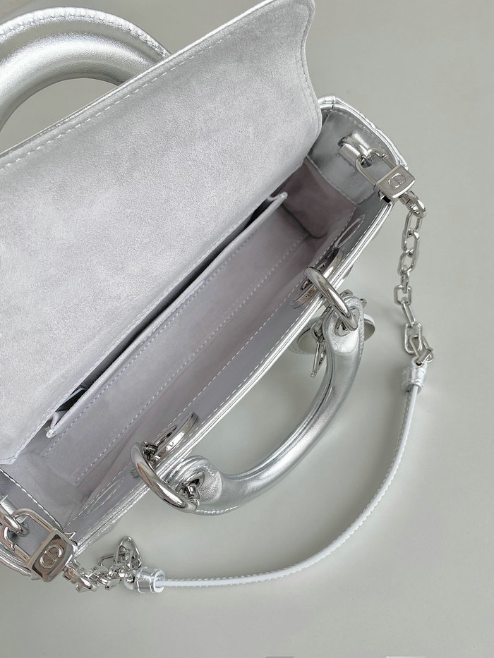 Small Dior Or Lady D-Joy Bag Silver D3380