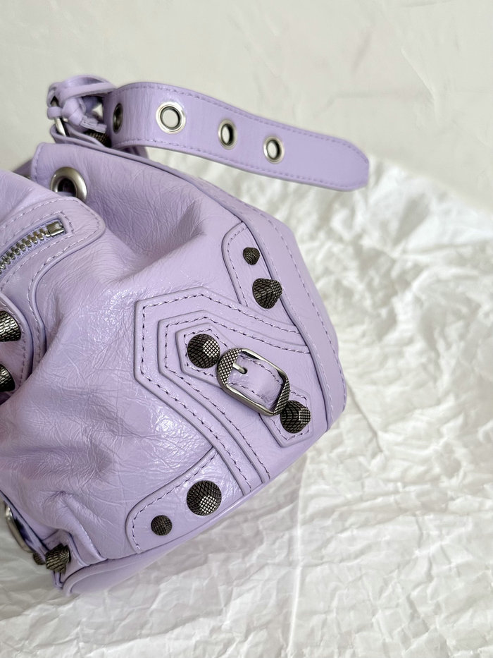 BALENCIAGA Le Cagole XS Leather Bucket Bag Purple B702431