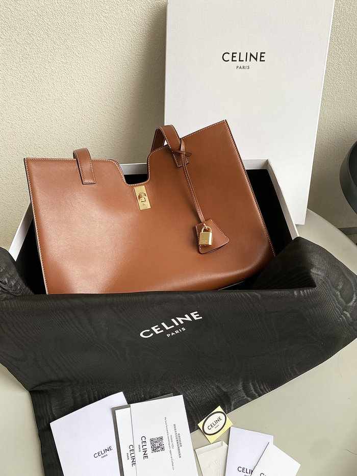 Celine Cabas 16 In Smooth Calfskin Brown C35309