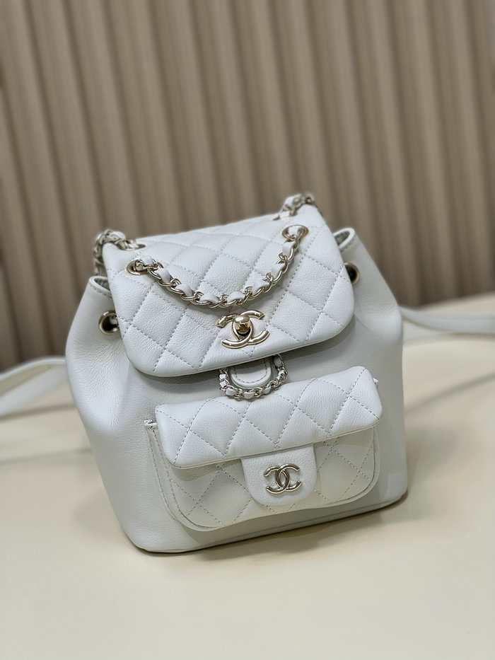 Chanel Calfskin Duma Backpack White AS3687