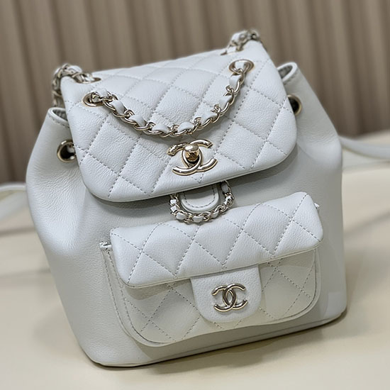 Chanel Calfskin Duma Backpack White AS3687