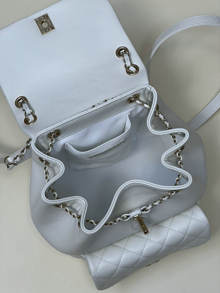 Chanel Calfskin Duma Backpack White AS3688