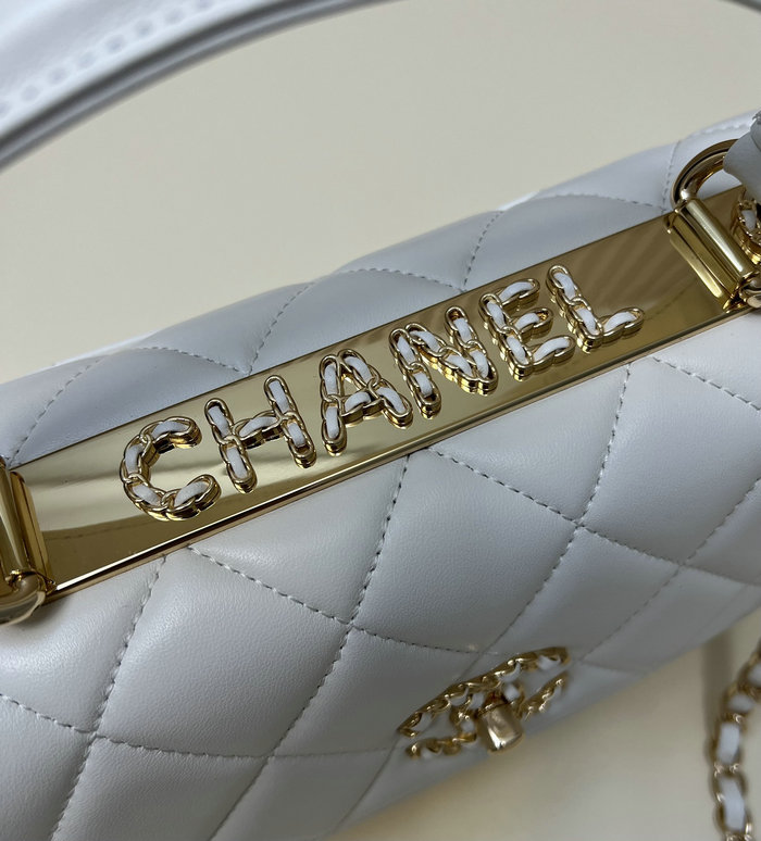 Chanel Flap Bag With Top Handle White A92236