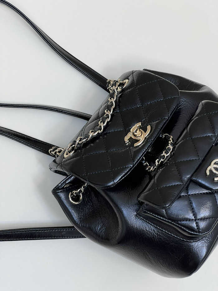 Chanel Shiny Calfskin Duma Backpack Black AS2908