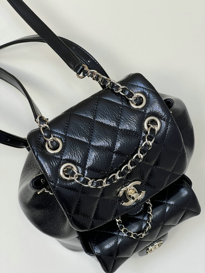 Chanel Shiny Calfskin Duma Backpack Black AS2908