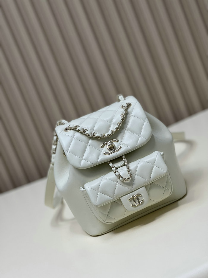 Chanel Shiny Calfskin Duma Backpack White AS2908