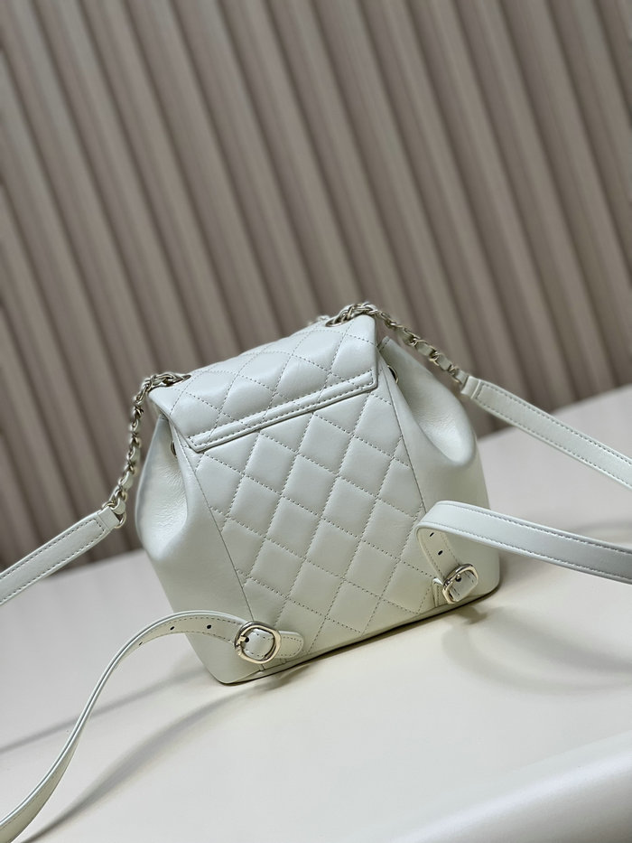 Chanel Shiny Calfskin Duma Backpack White AS2908