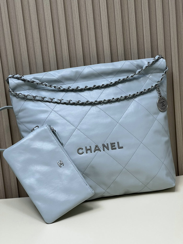 Chanel Shiny Calfskin Handbag Blue AS3261