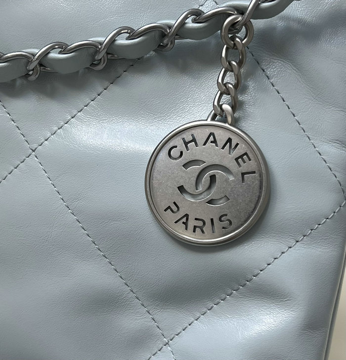 Chanel Shiny Calfskin Handbag Blue AS3261