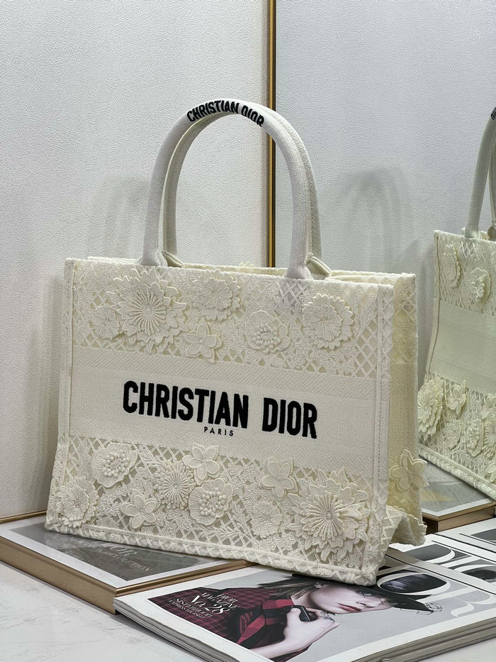 Dior Embroidered Canvas Book Tote White M1286609