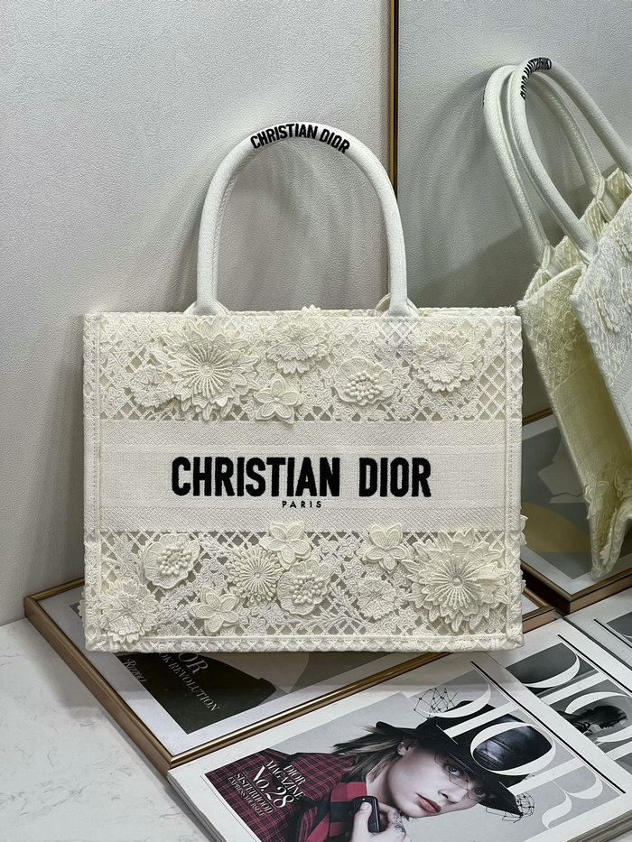 Dior Embroidered Canvas Book Tote White M1286609