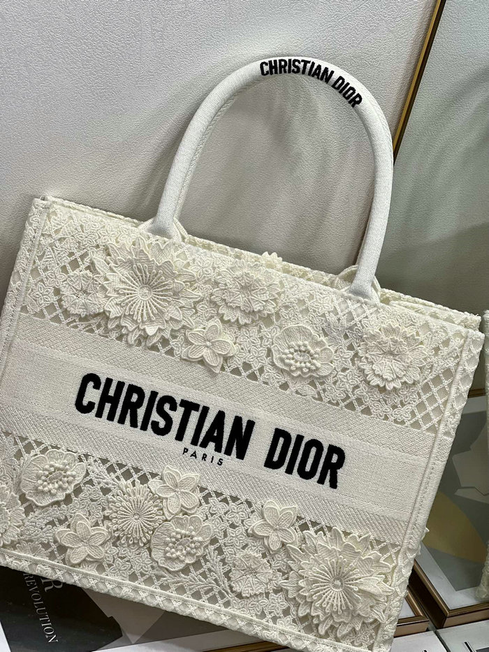 Dior Embroidered Canvas Book Tote White M1286609