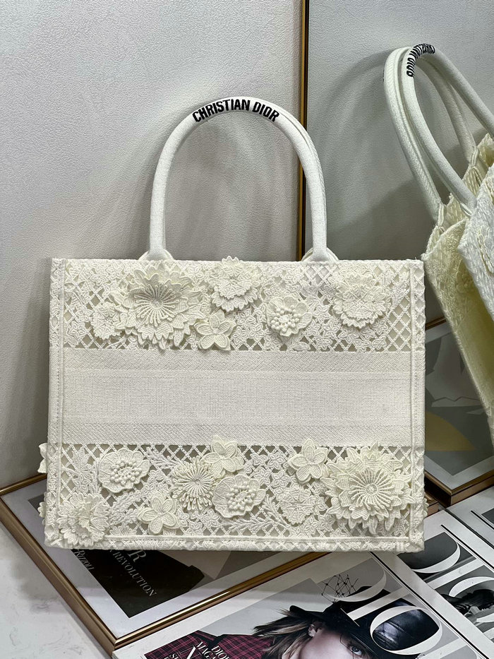 Dior Embroidered Canvas Book Tote White M1286609