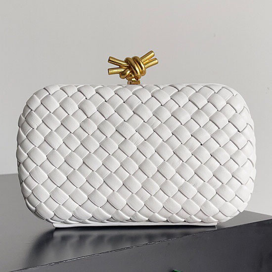 Bottega Veneta Classic Knot Clutch White B717622