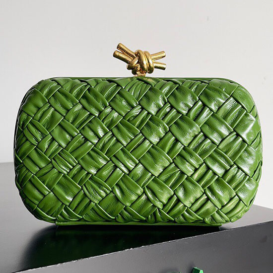 Bottega Veneta Knot Clutch Dark Green B717622