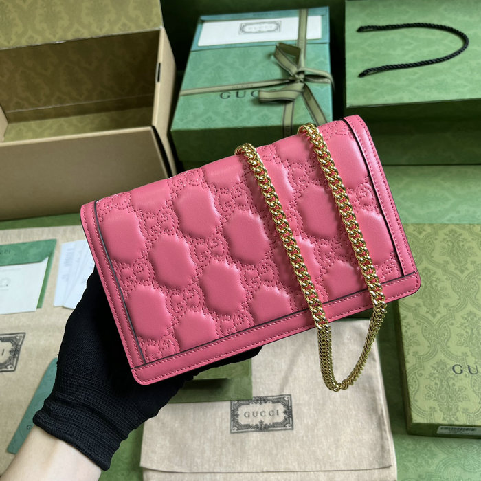 Gucci leather chain wallet pink 723787