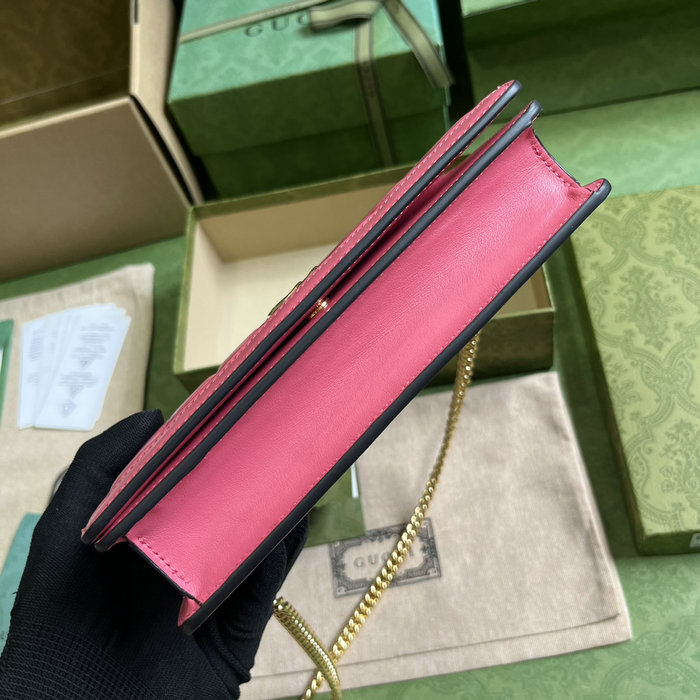 Gucci leather chain wallet pink 723787