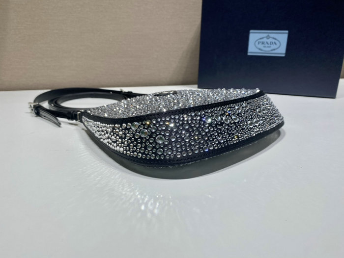 Prada Cleo satin bag with crystals Black 1BC169