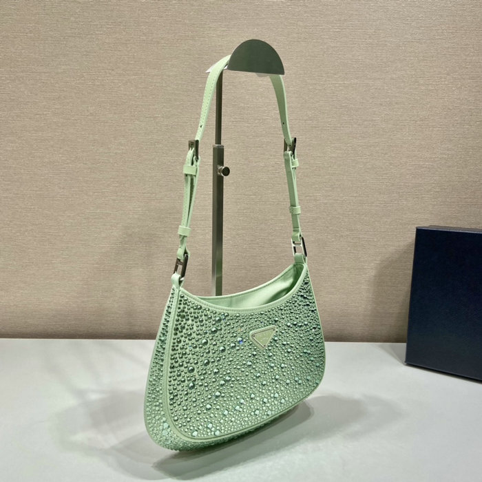 Prada Cleo satin bag with crystals Green 1BC169