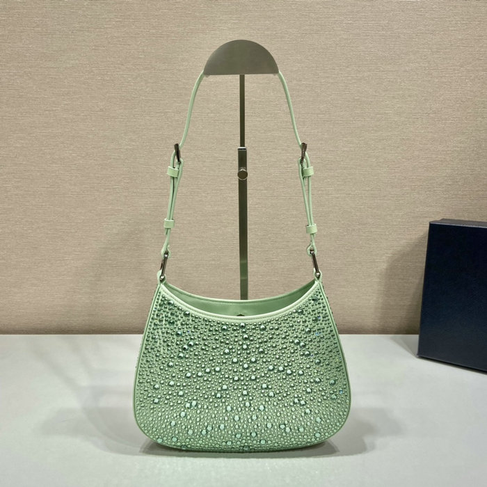 Prada Cleo satin bag with crystals Green 1BC169