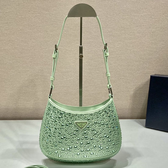 Prada Cleo satin bag with crystals Green 1BC169