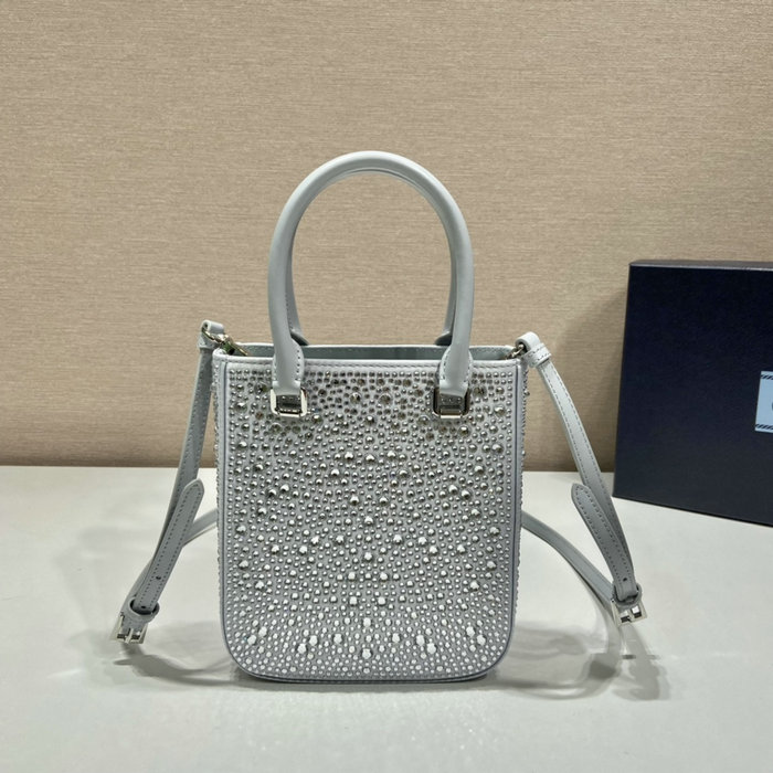 Prada Small satin tote bag with crystals Blue 1BA331