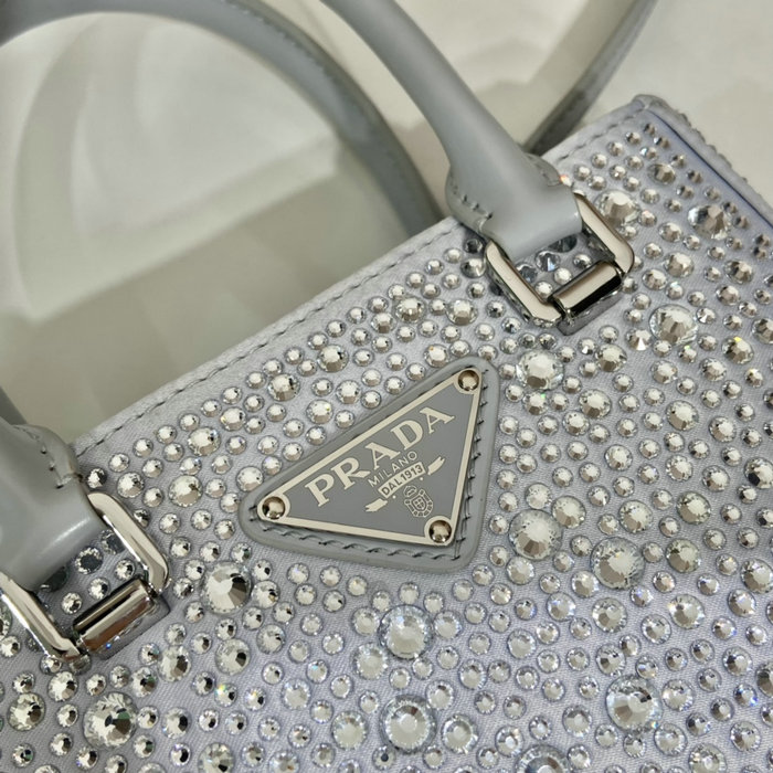 Prada Small satin tote bag with crystals Blue 1BA331