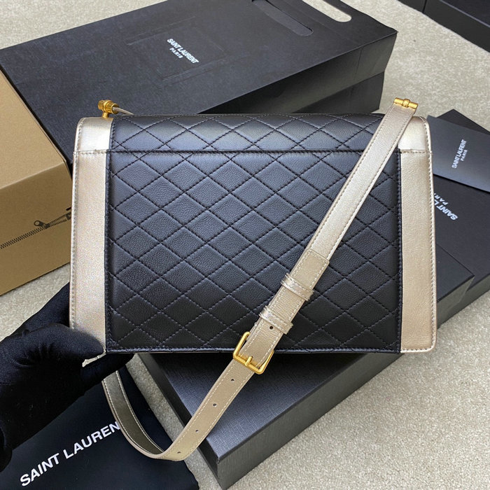 Saint Laurent Lambskin Gaby Satchel Black&Gold 668863