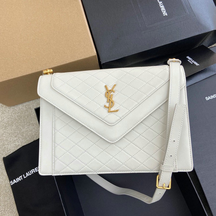 Saint Laurent Lambskin Gaby Satchel White 668863