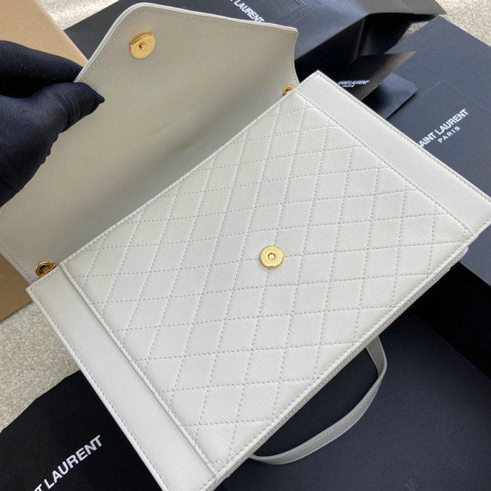 Saint Laurent Lambskin Gaby Satchel White 668863