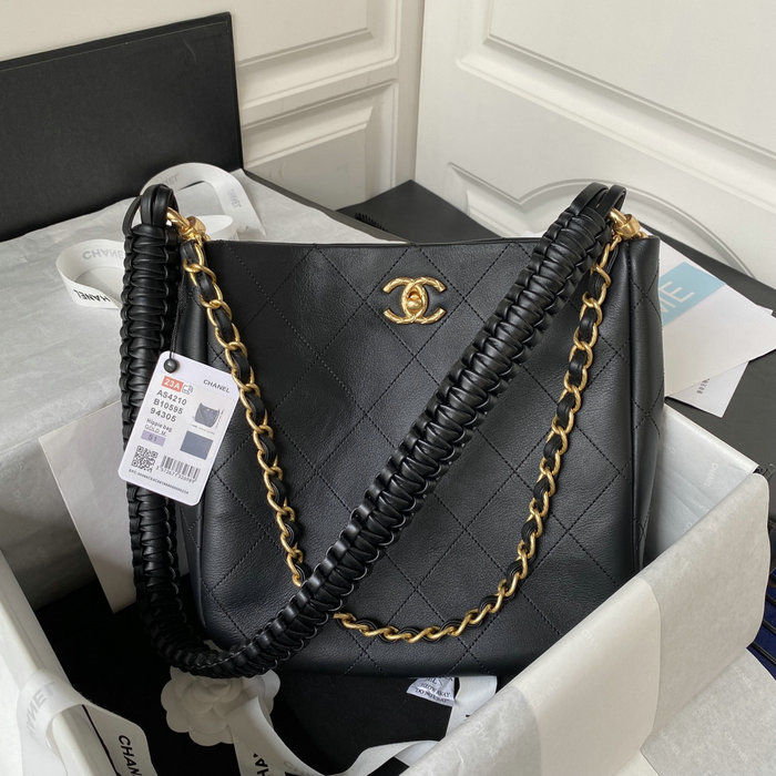 Chanel Calfskin Hobo Bag Black AS4210