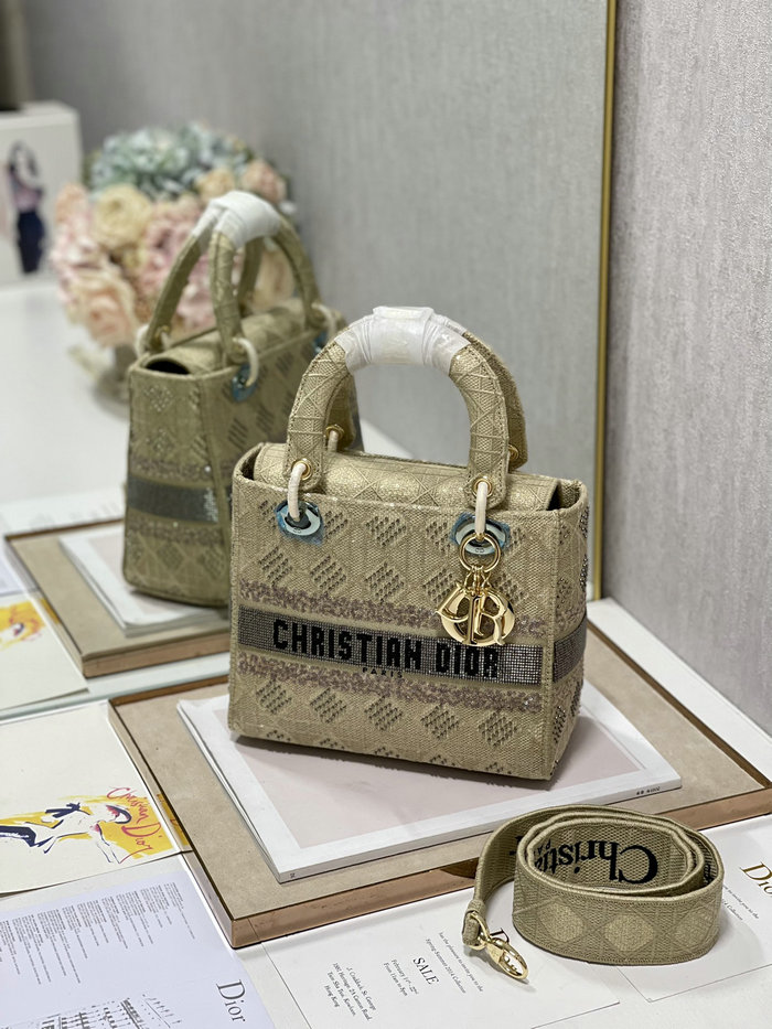 Medium Lady Embroidered Canvas D-lite Bag DM0555