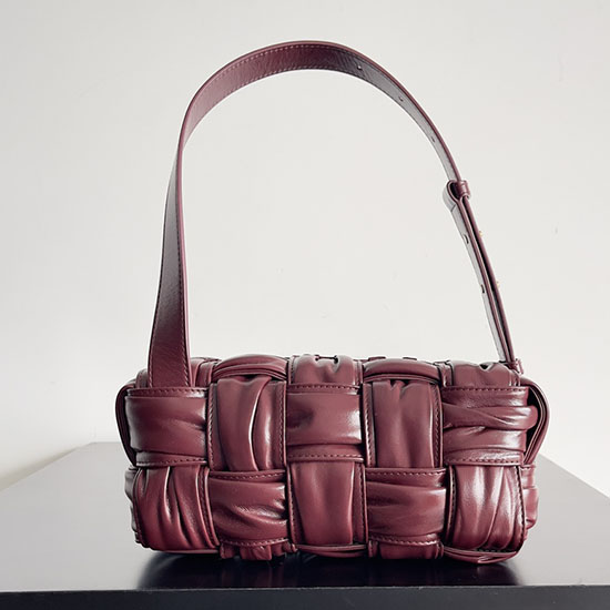 Bottega Veneta Calfskin Hobo Bag Burgundy B736233