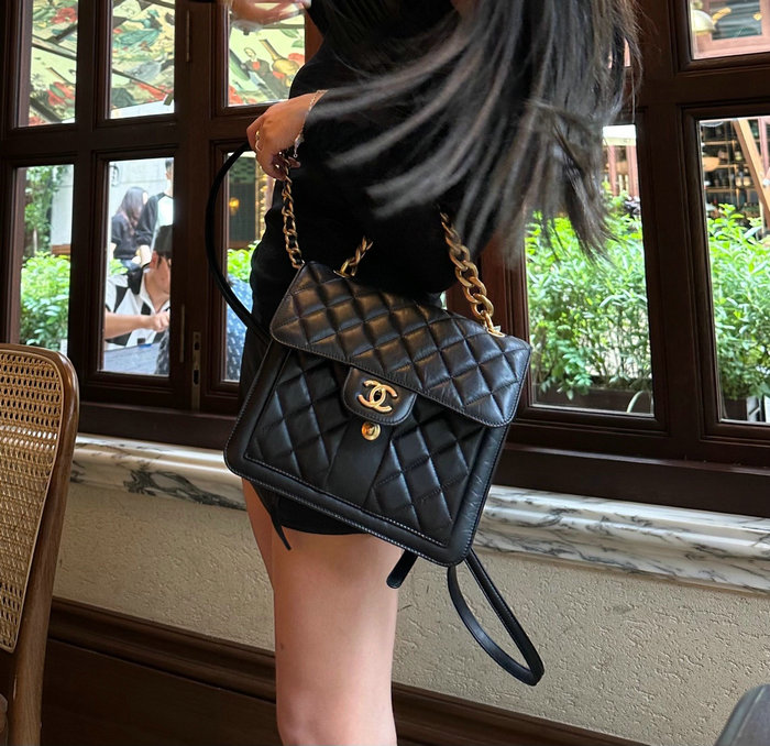 Chanel Aged Calfskin Flap Bag Black AS4031