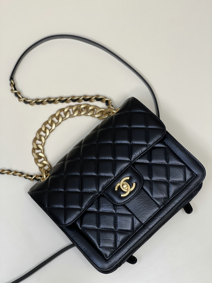 Chanel Aged Calfskin Flap Bag Black AS4031