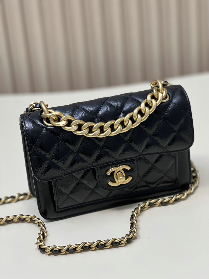 Chanel Aged Calfskin Mini Flap Bag Black AS4051