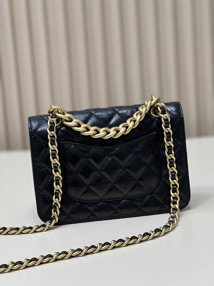 Chanel Aged Calfskin Mini Flap Bag Black AS4051